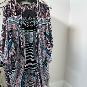 Bundle 2 Express Multicolor Turquoise Pink Black & White Patterned Kimono